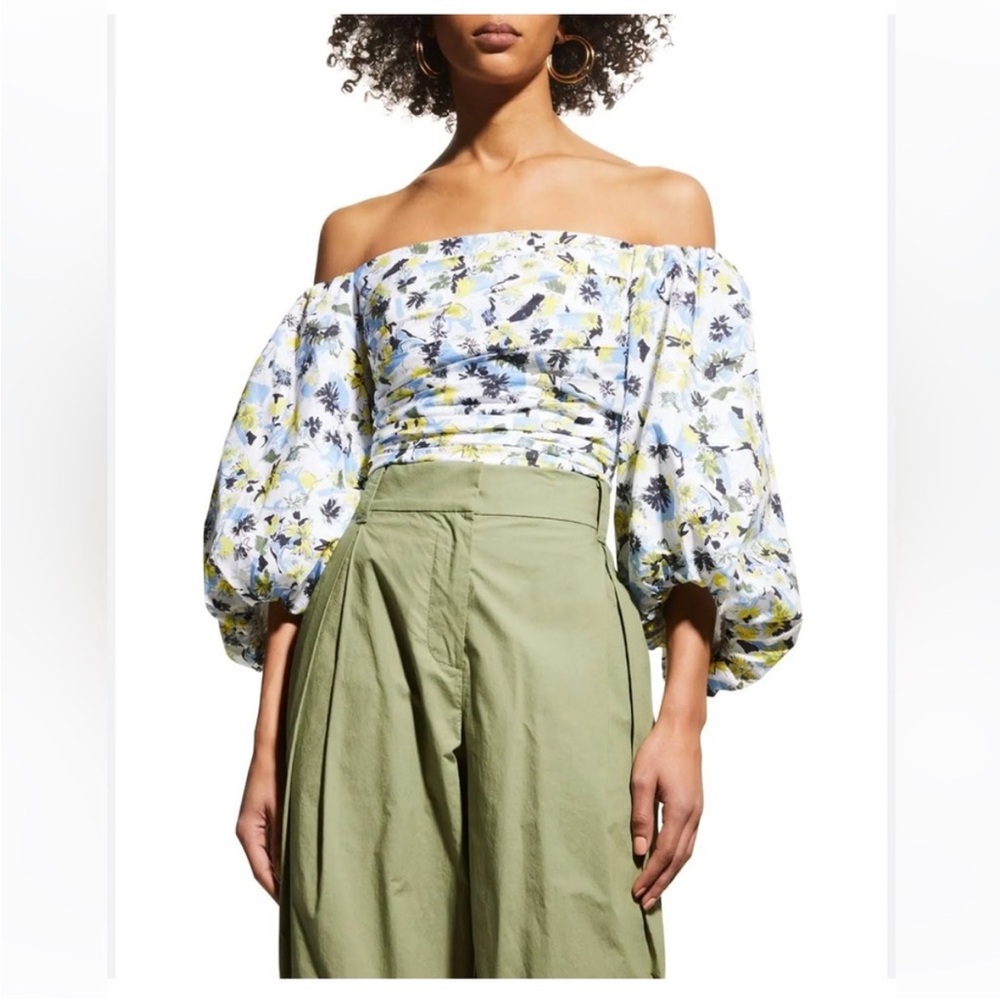 TANYA TAYLOR Alondra Floral Ruched Crop Top